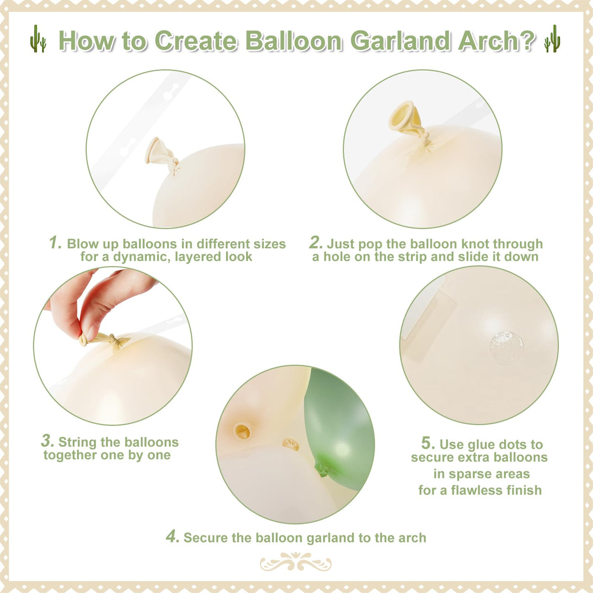CROSSFINGERS Sage Green & White Balloon Garland Arch Kit – 145pcs