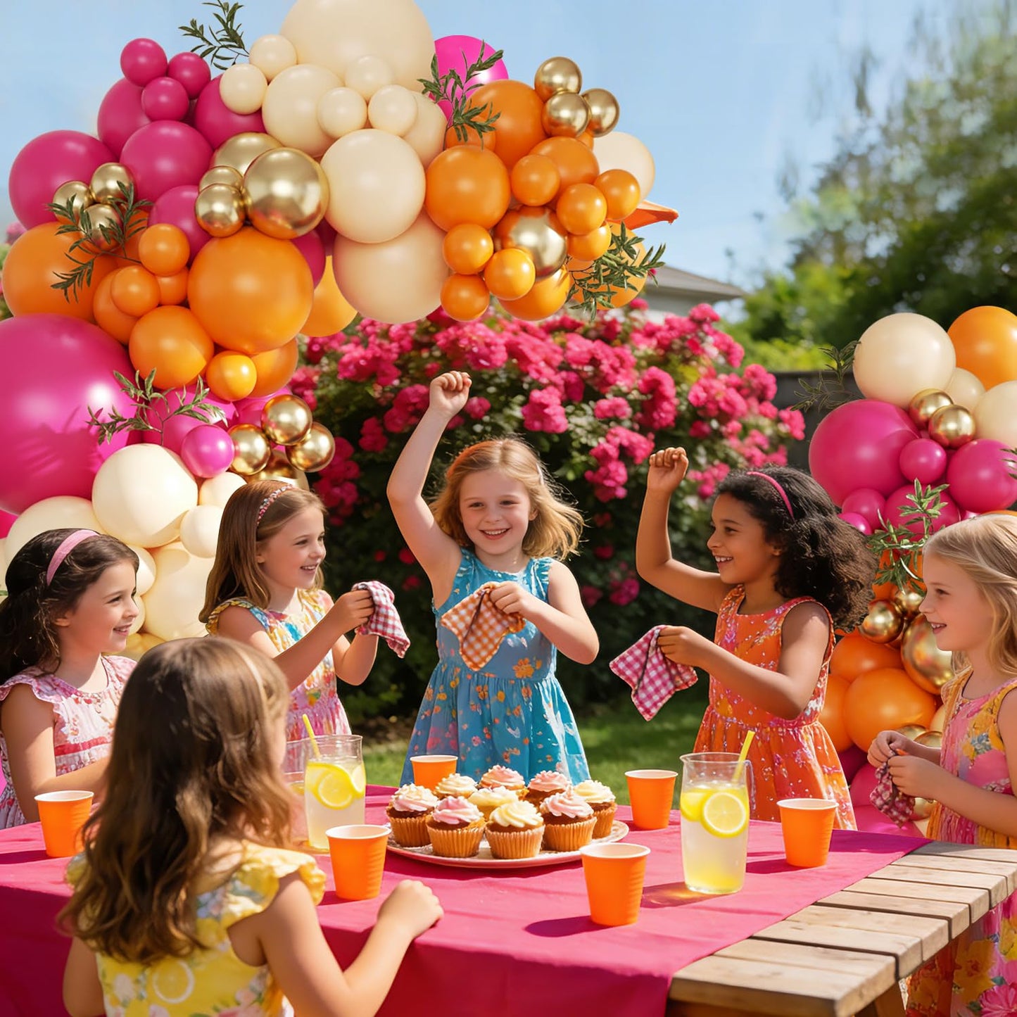 CROSSFINGERS Pink & Orange Balloon Arch Kit – Tropical Luau Party Garland