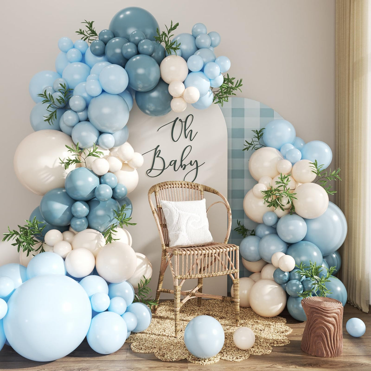 CROSSFINGERS Dusty Blue Balloon Arch Kit 124Pcs – Blue & White Garland for Baby Showers & Celebrations