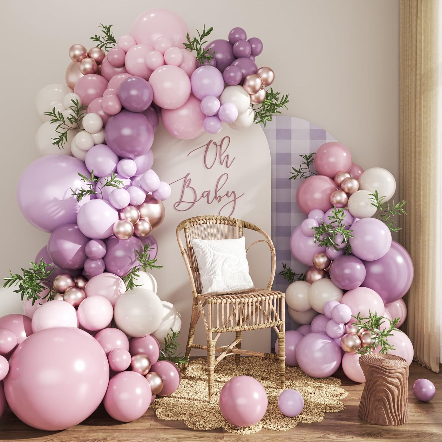 CROSSFINGERS Dusty Purple Balloon Arch Kit — 124Pcs Pink & Purple Garland for Parties