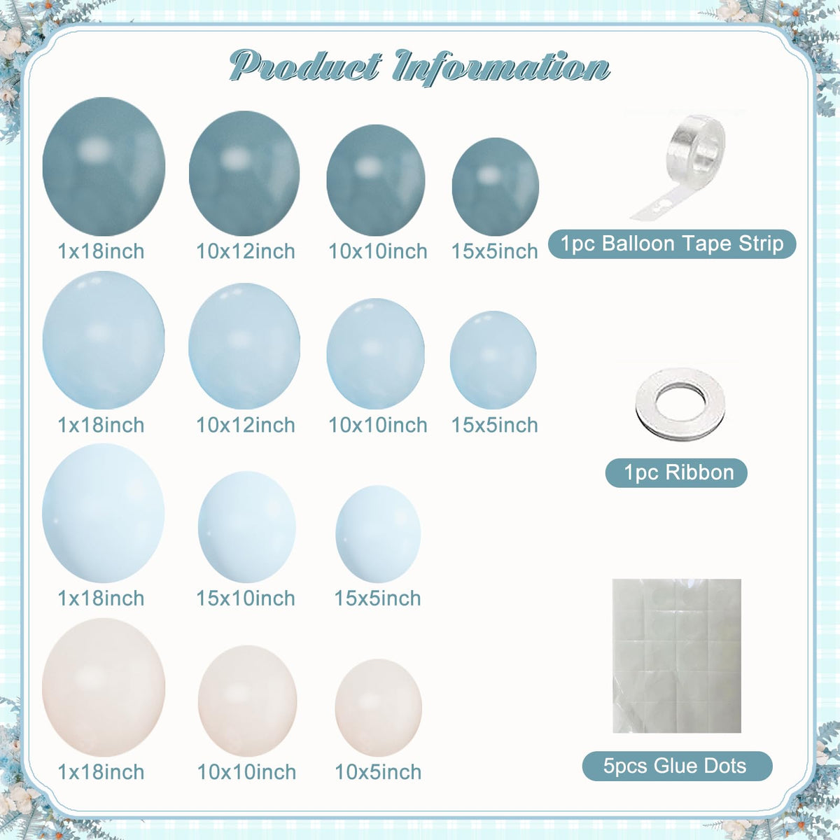 CROSSFINGERS Dusty Blue Balloon Arch Kit 124Pcs – Blue & White Garland for Baby Showers & Celebrations