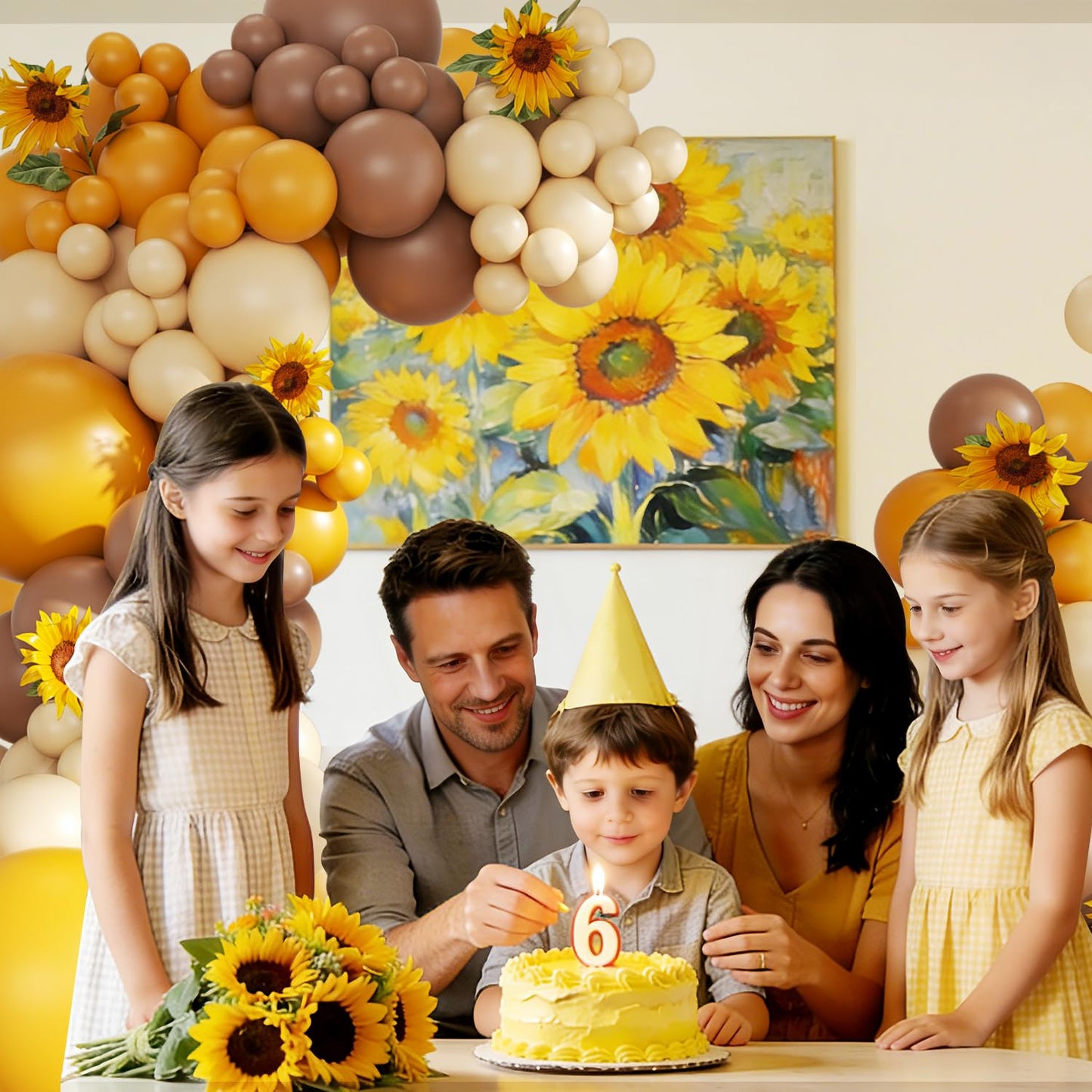CROSSFINGERS Bee Balloon Arch Kit – Mustard Yellow, Brown, Ivory & White Balloons for Sunflower Bee Theme | Party Decor