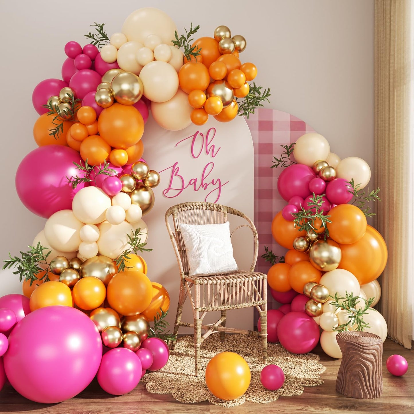 CROSSFINGERS Pink & Orange Balloon Arch Kit – Tropical Luau Party Garland