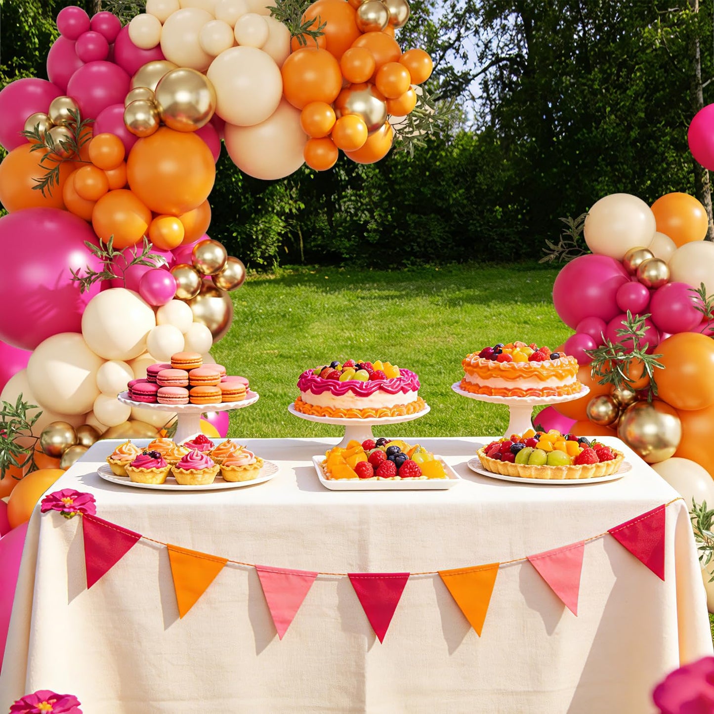 CROSSFINGERS Pink & Orange Balloon Arch Kit – Tropical Luau Party Garland