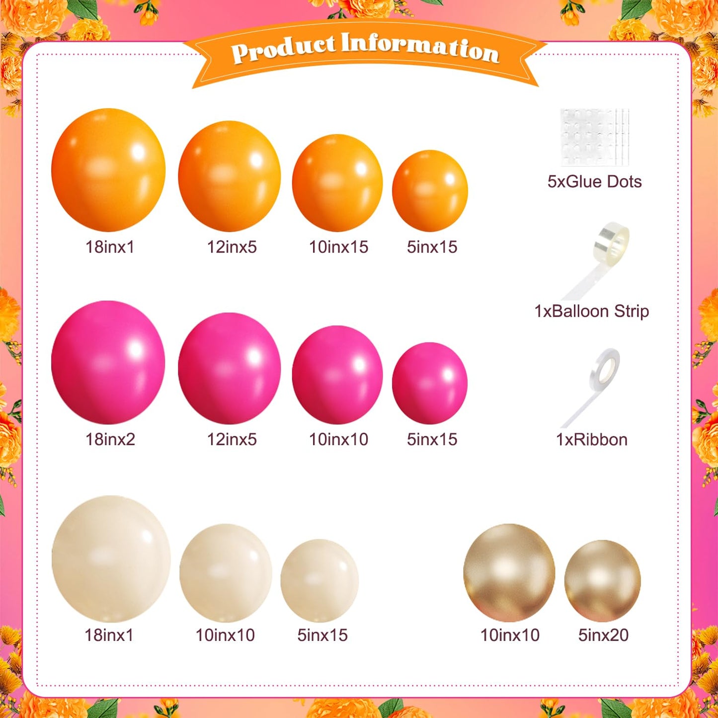 CROSSFINGERS Pink & Orange Balloon Arch Kit – Tropical Luau Party Garland