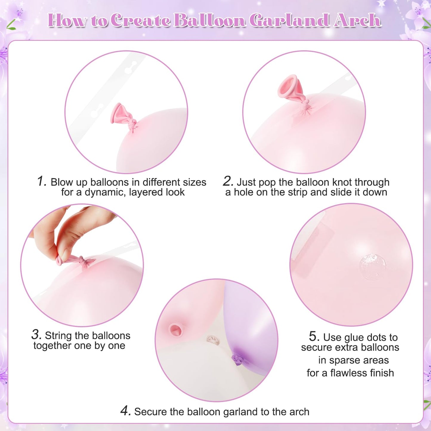CROSSFINGERS Dusty Purple Balloon Arch Kit — 124Pcs Pink & Purple Garland for Parties