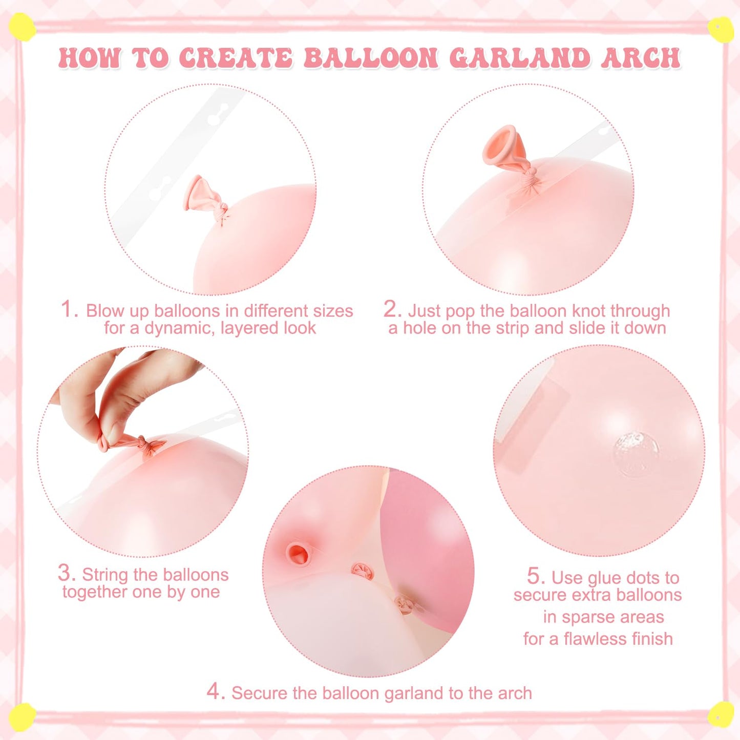 CROSSFINGERS Pink & Yellow Balloon Arch Kit – Pastel Balloons for Birthday, Baby Shower, Bridal Shower, Wedding