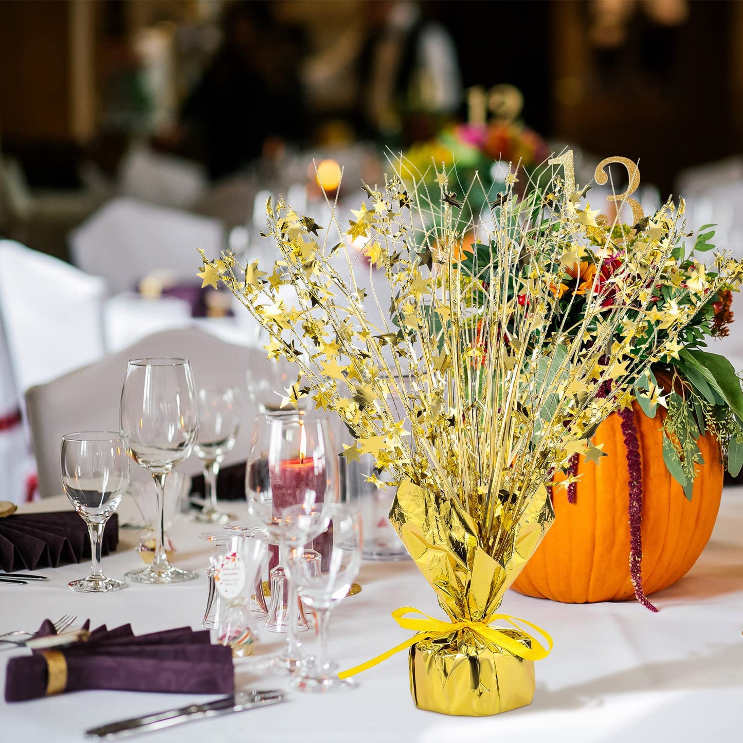 Crowye 6 Pcs Gold Foil Star Centerpieces | Metallic Table Decor for Parties & Holidays