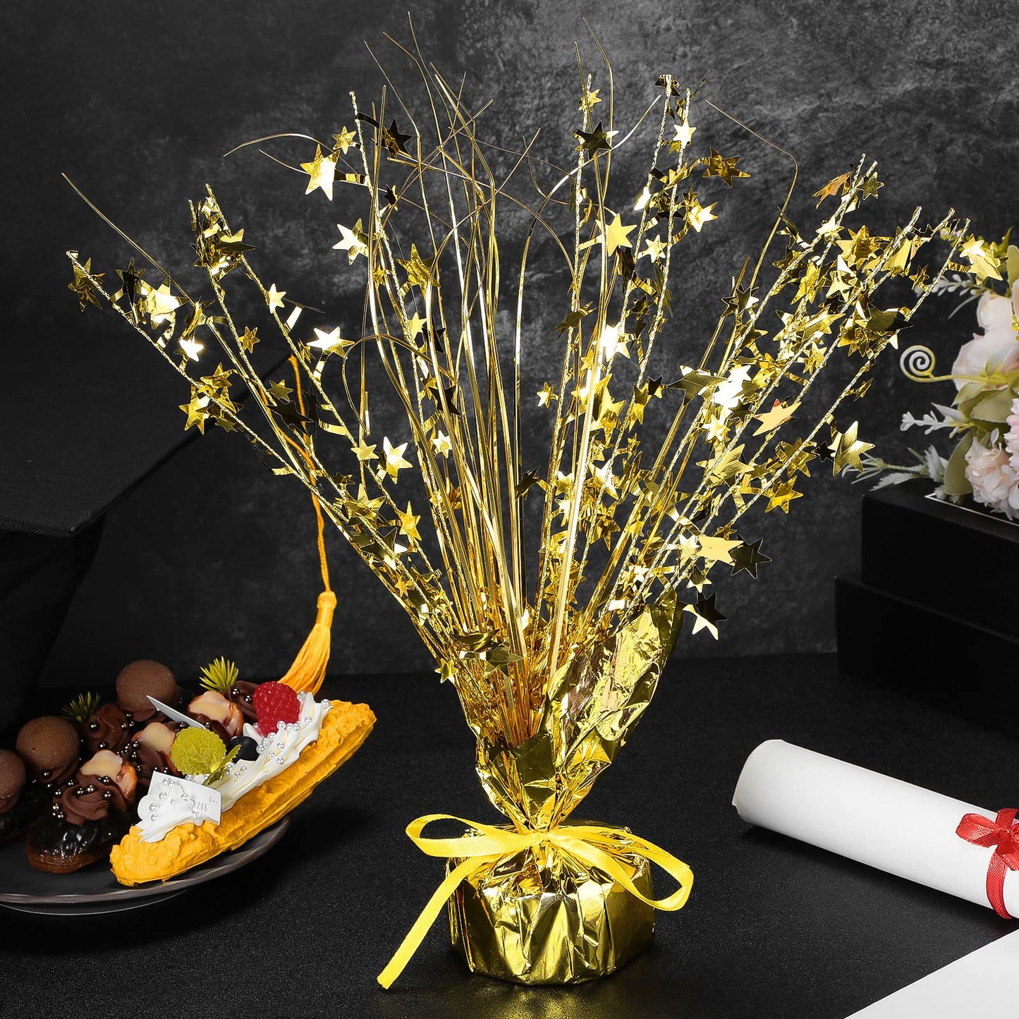 Crowye 6 Pcs Gold Foil Star Centerpieces | Metallic Table Decor for Parties & Holidays