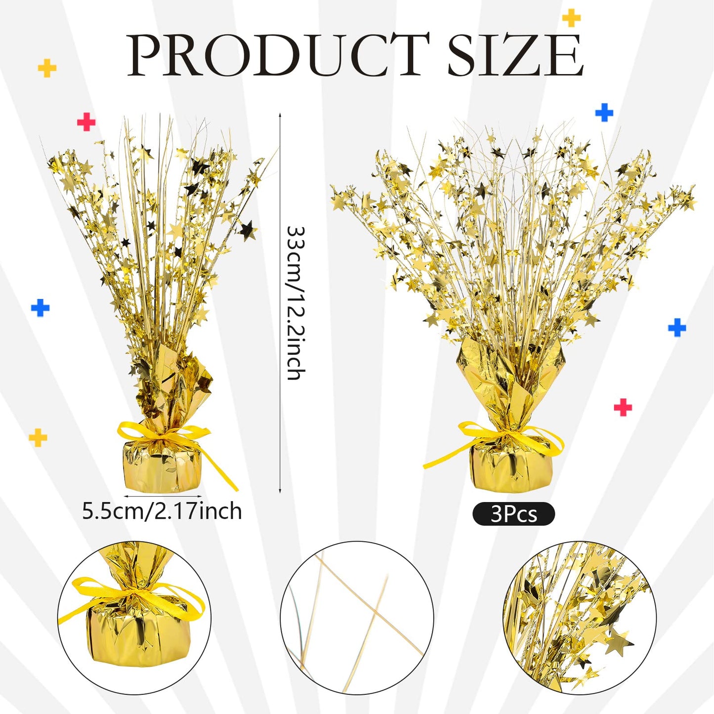 Crowye 6 Pcs Gold Foil Star Centerpieces | Metallic Table Decor for Parties & Holidays