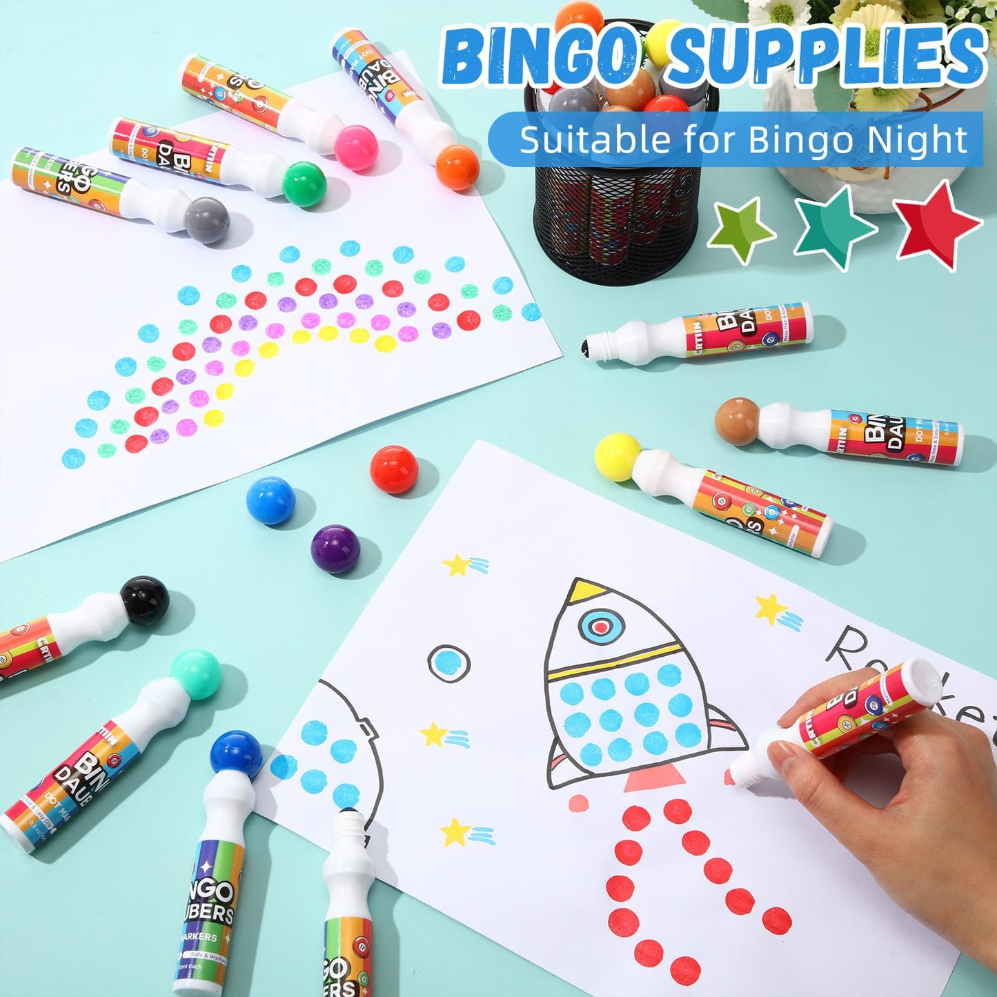 Crtiin 180 Pcs Bingo Daubers Bulk – 12 Colors, 0.5oz