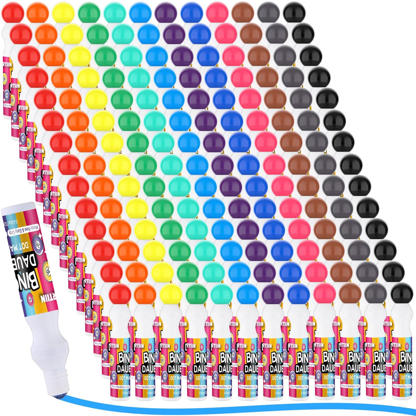 Crtiin 180 Pcs Bingo Daubers Bulk – 12 Colors, 0.5oz