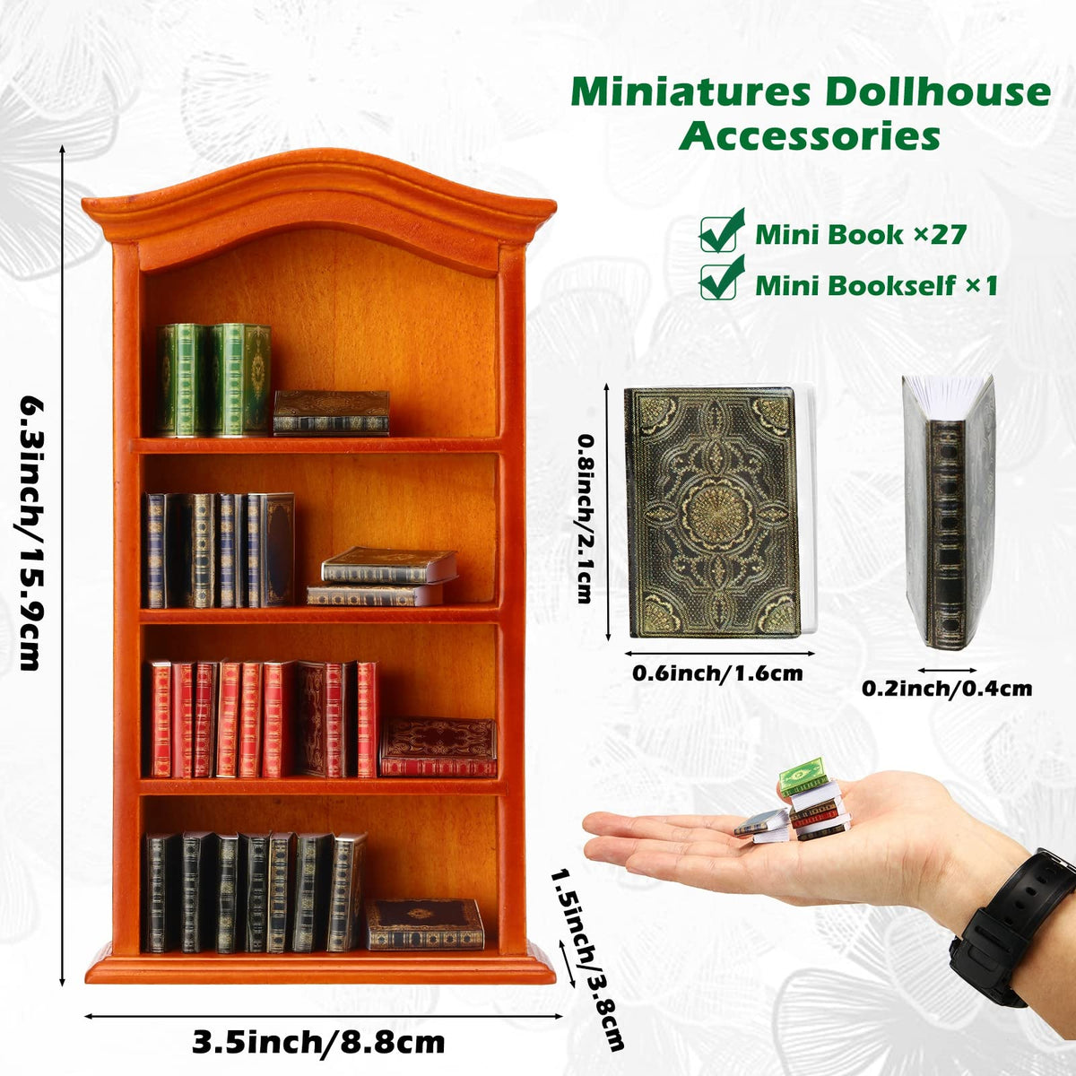 Crtiin Miniatures Book & Bookshelf Set – 27 Pcs in 1:12 Scale Dollhouse