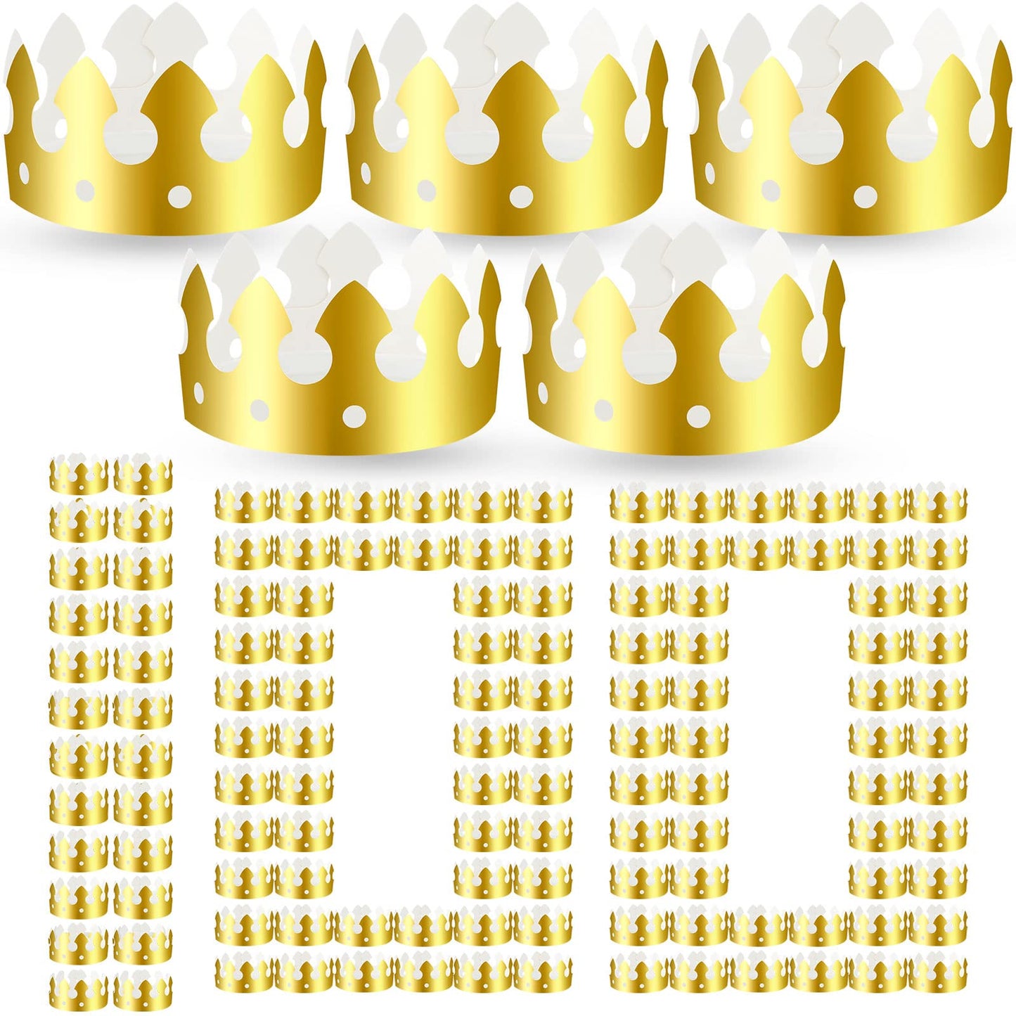 Crtiin 100 Pcs Gold Paper Crowns – Classic Style Party Hats for Adults & Kids