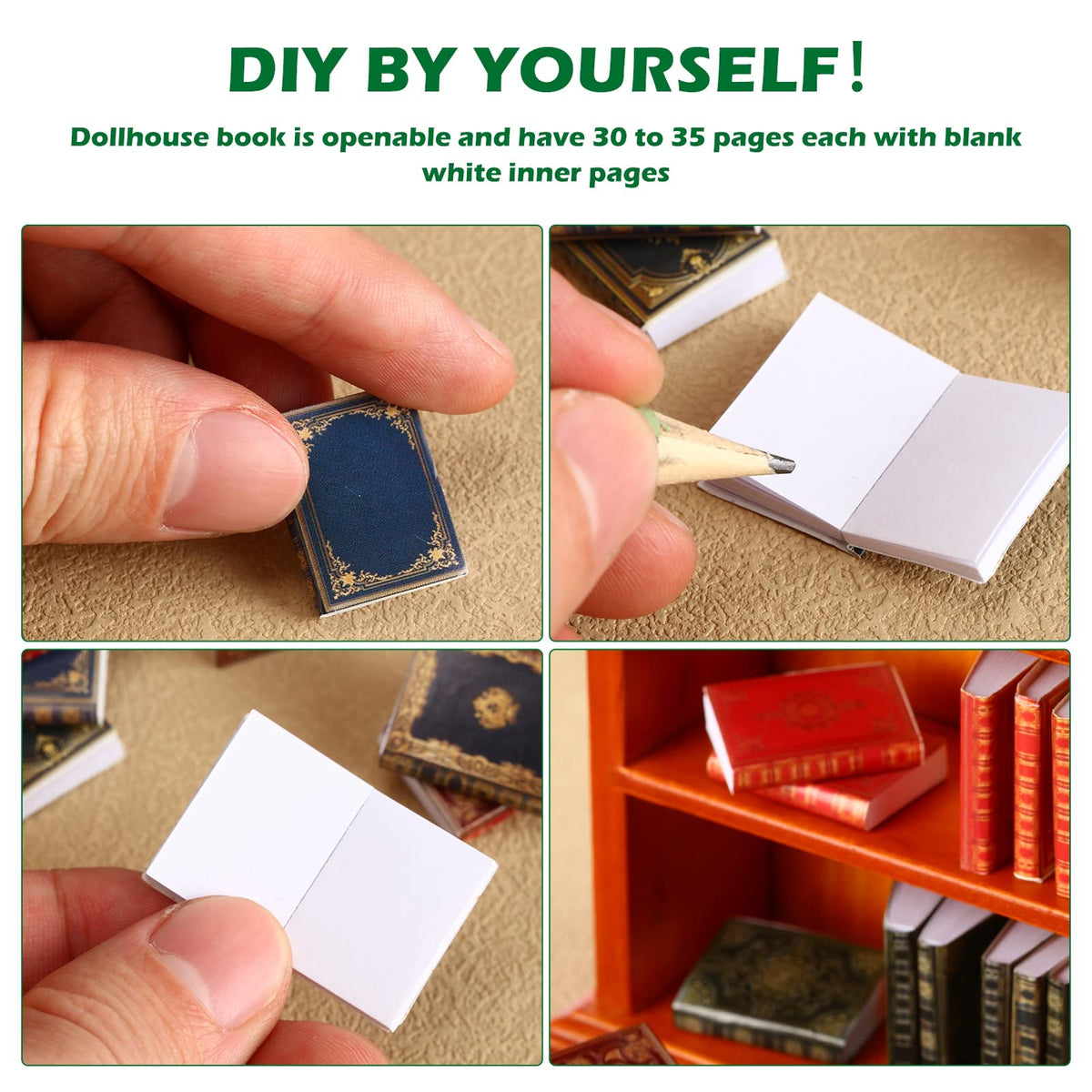 Crtiin Miniatures Book & Bookshelf Set – 27 Pcs in 1:12 Scale Dollhouse