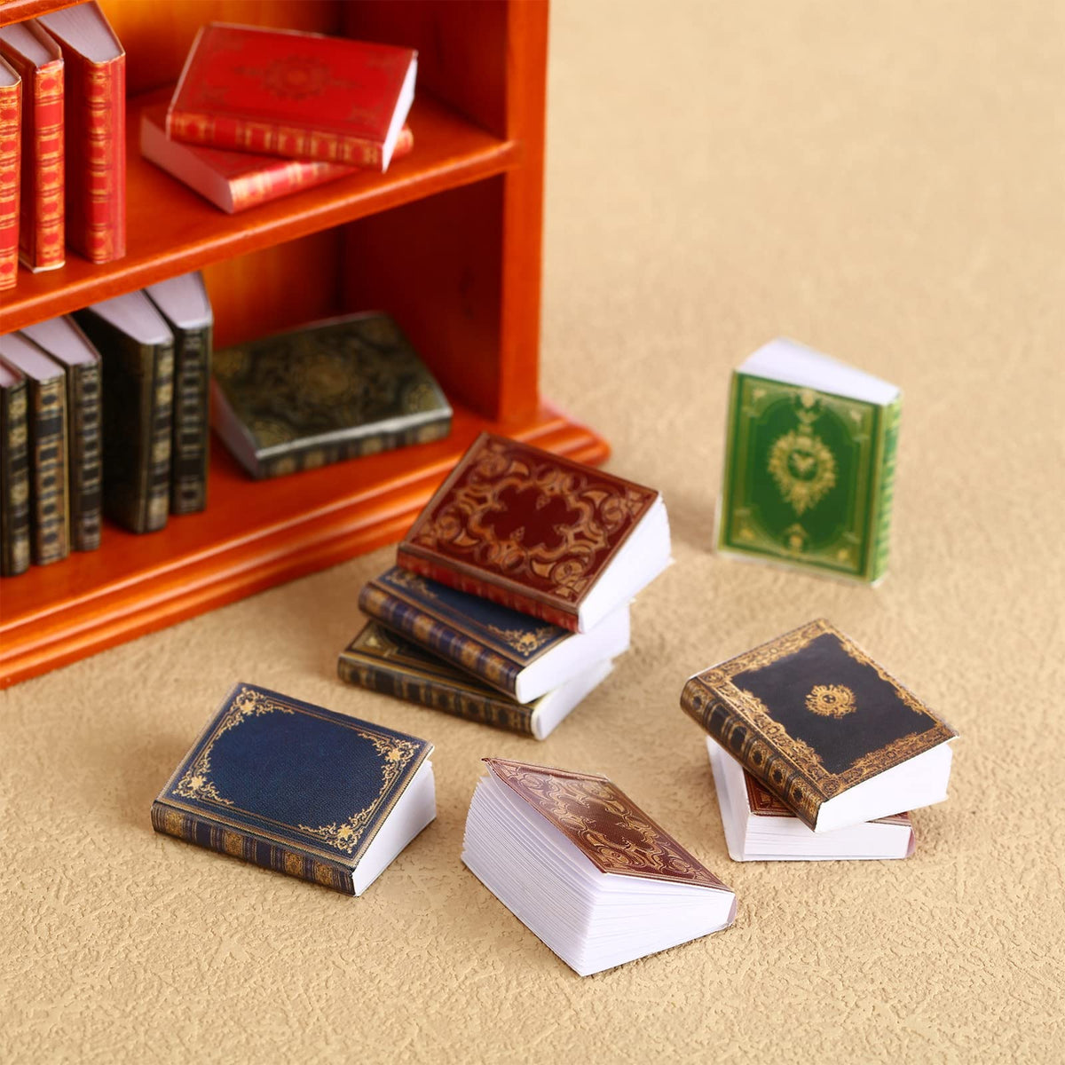 Crtiin Miniatures Book & Bookshelf Set – 27 Pcs in 1:12 Scale Dollhouse