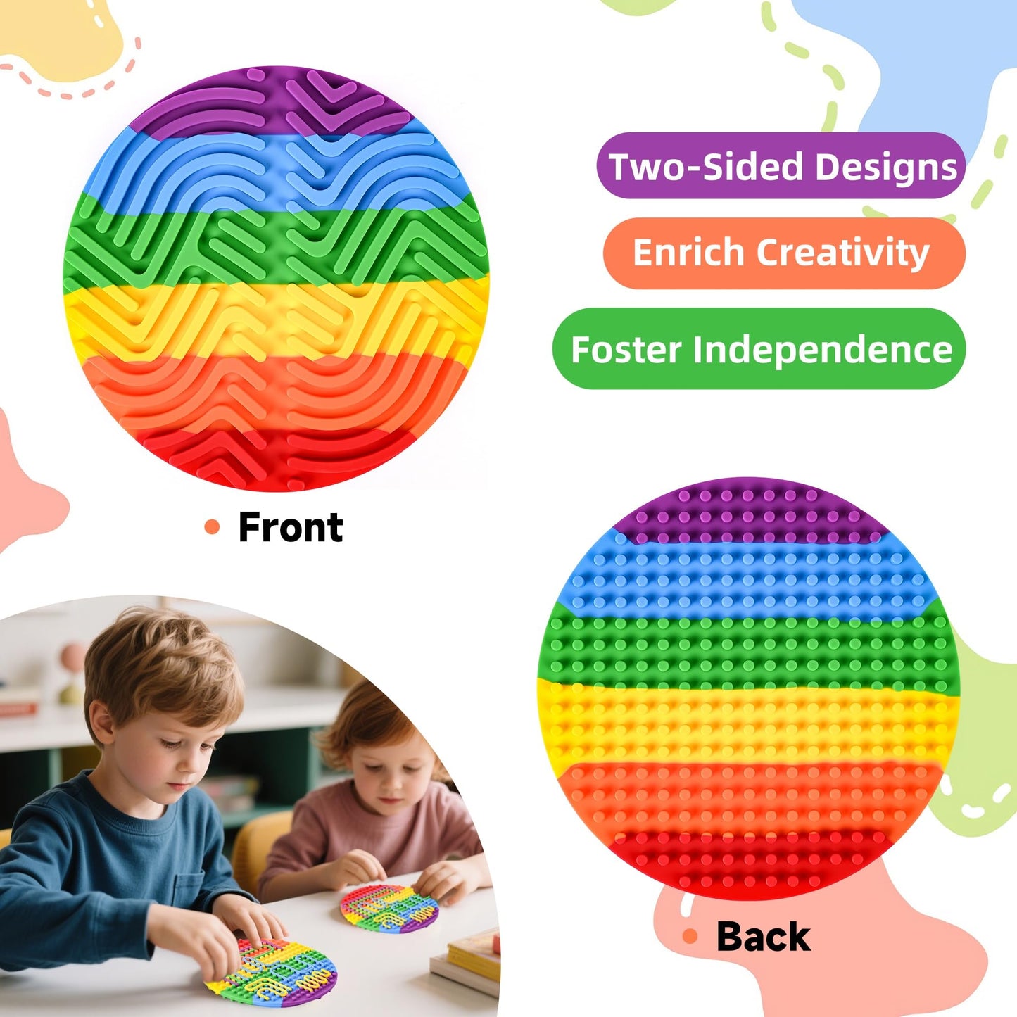 Cruleen Sensory Board for Kids - Durable Silicone Activity Board for Focus & Calm