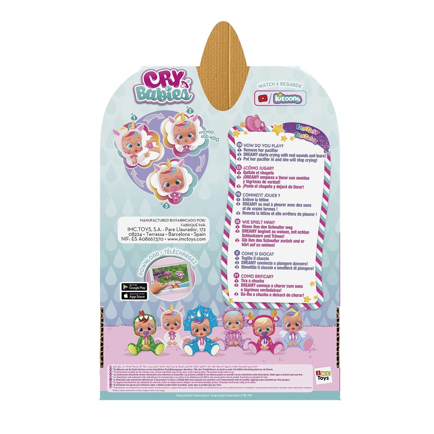 Cry Babies Dreamy Unicorn 12-Inch Baby Doll – Rainbow Pajamas (Pink)