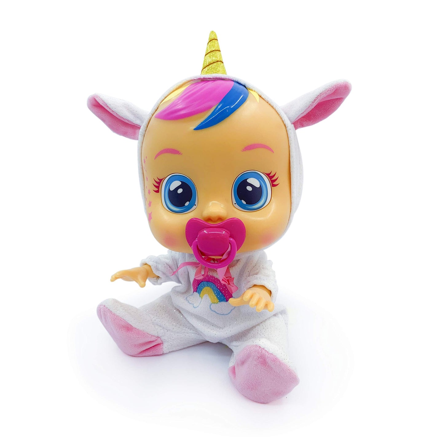Cry Babies Dreamy Unicorn 12-Inch Baby Doll – Rainbow Pajamas (Pink)