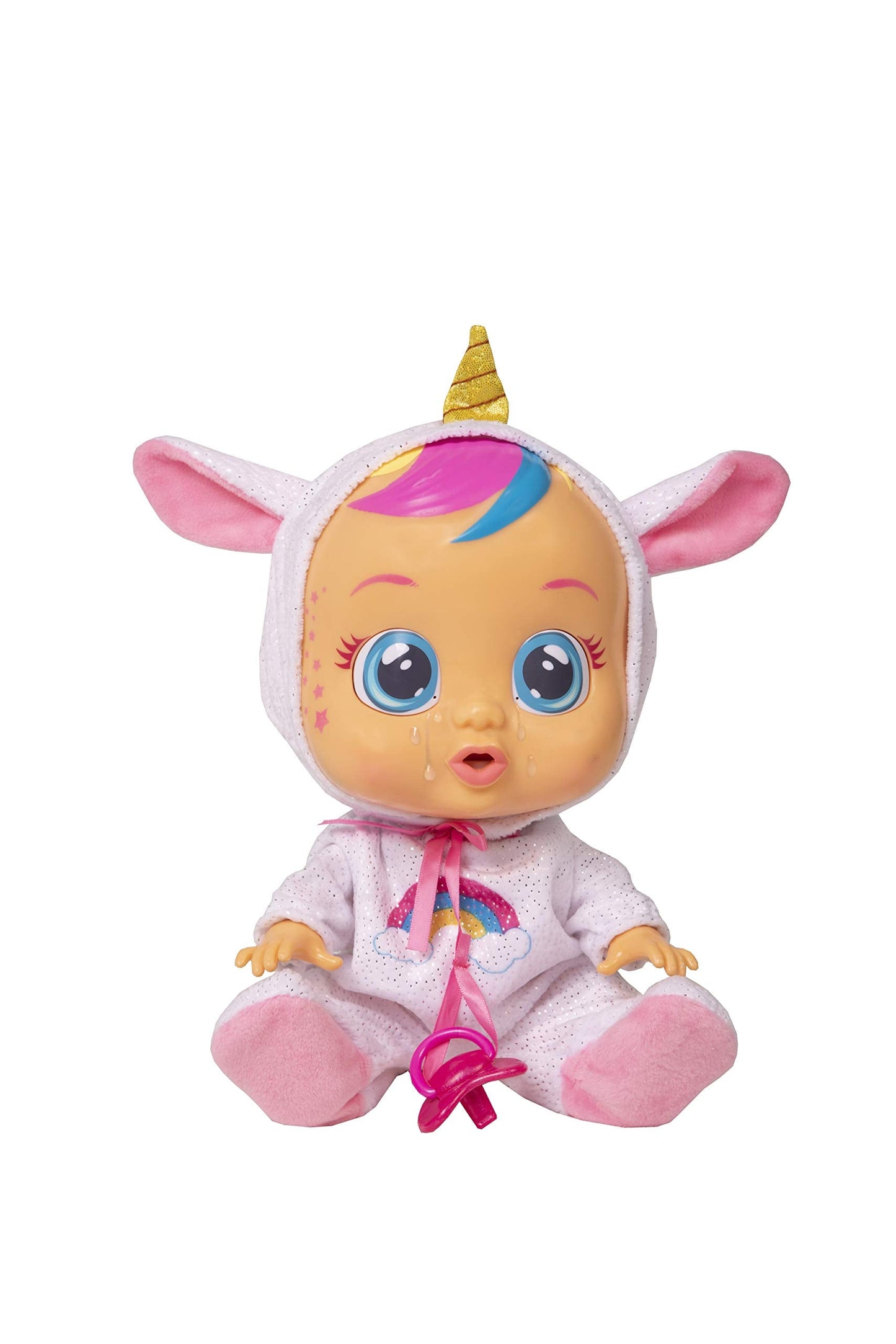 Cry Babies Dreamy Unicorn 12-Inch Baby Doll – Rainbow Pajamas (Pink)