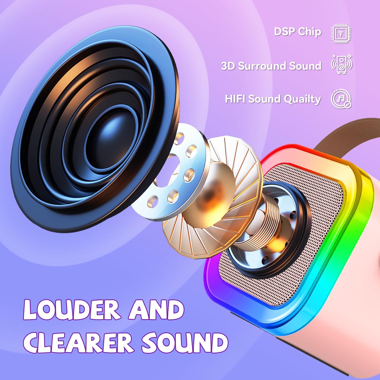CscyyAmz Mini Karaoke Machine for Kids – 2 Mics + Bluetooth 5.3