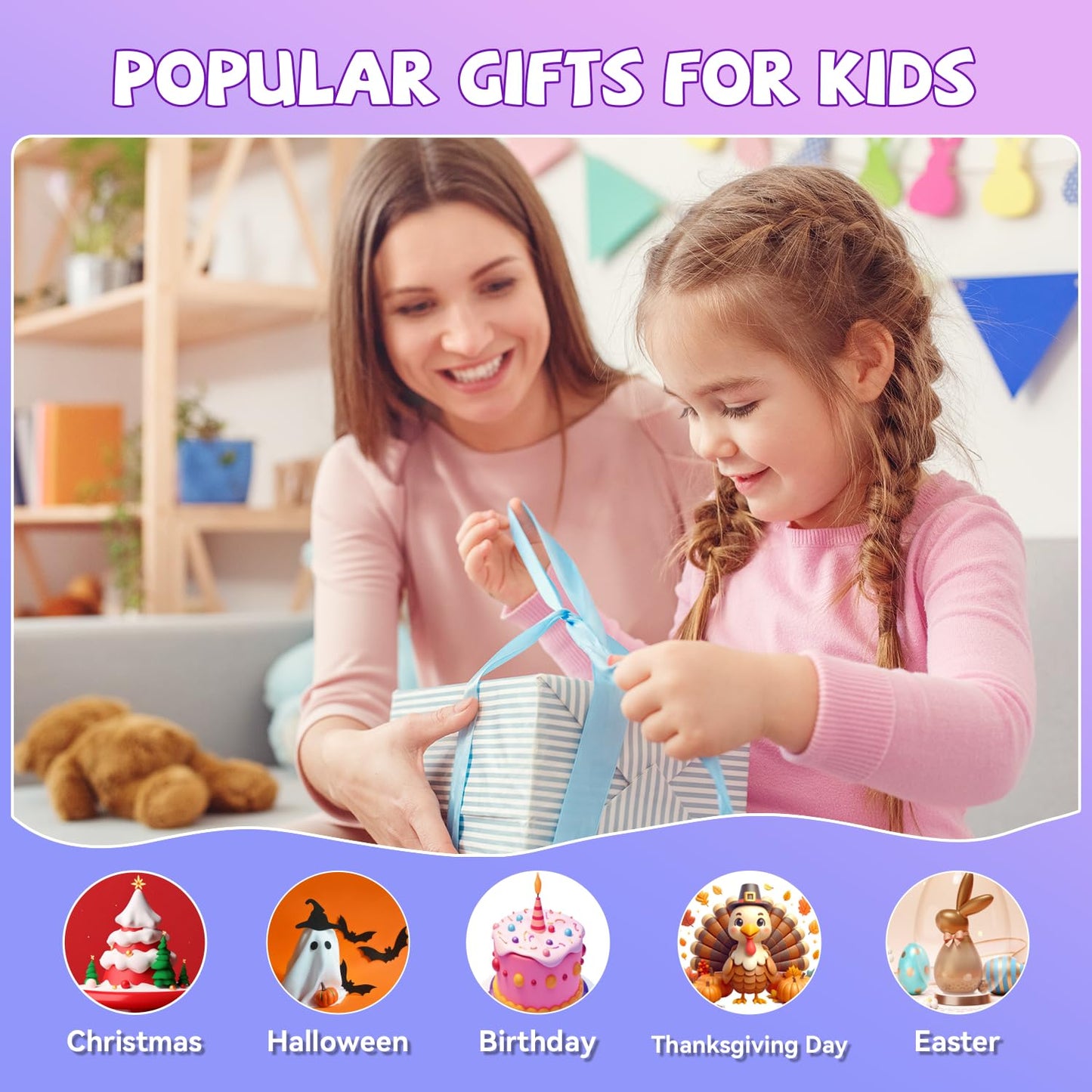 CscyyAmz Mini Karaoke Machine for Kids – 2 Mics, Portable Bluetooth Speaker, Purple