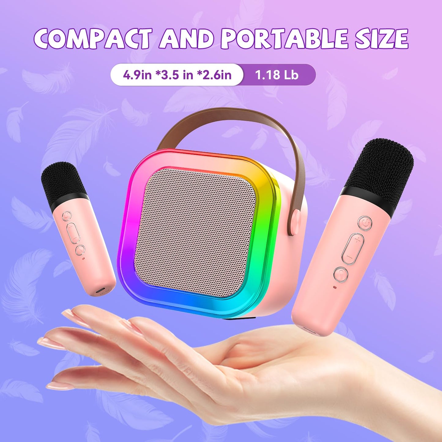 CscyyAmz Mini Karaoke Machine for Kids – 2 Mics + Bluetooth 5.3