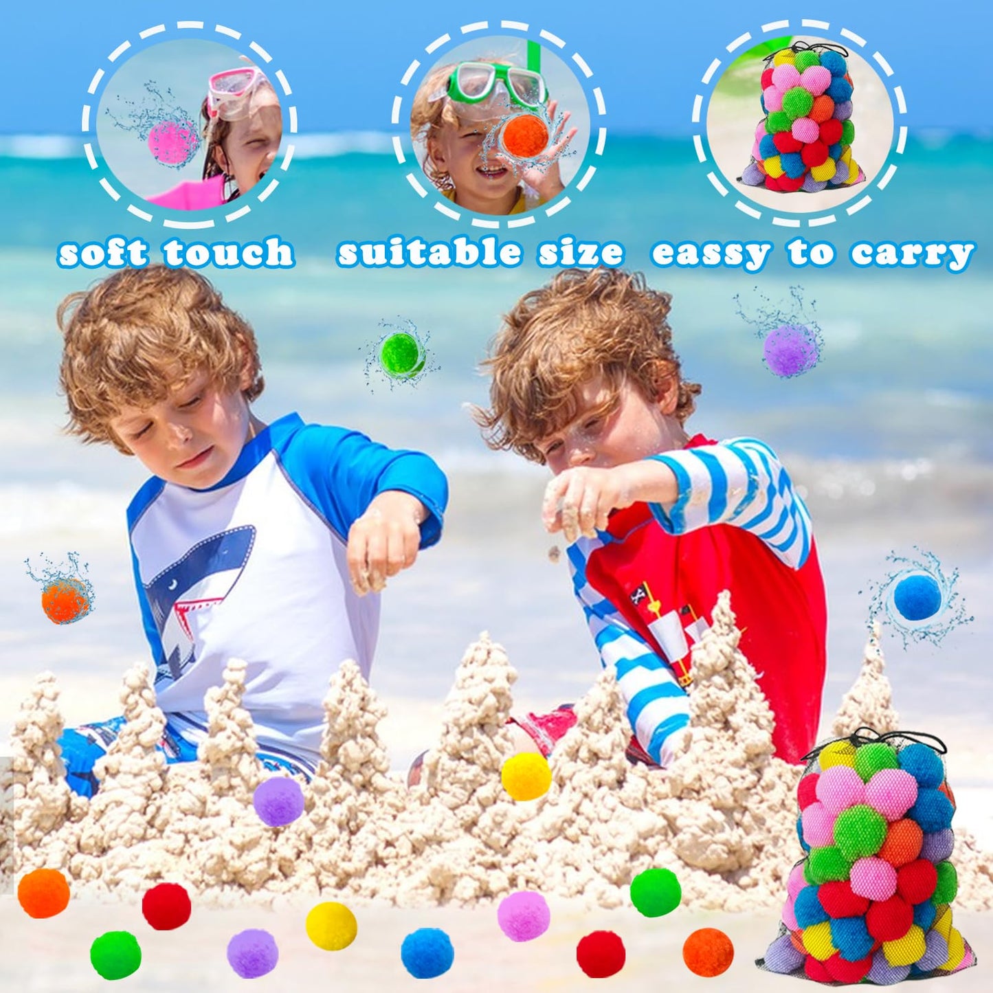 Cshangzei 100PCS Reusable Water Splash Balls – 2.4 Inch Soaker Balls for Outdoor Water Fight, Pool & Backyard Fun