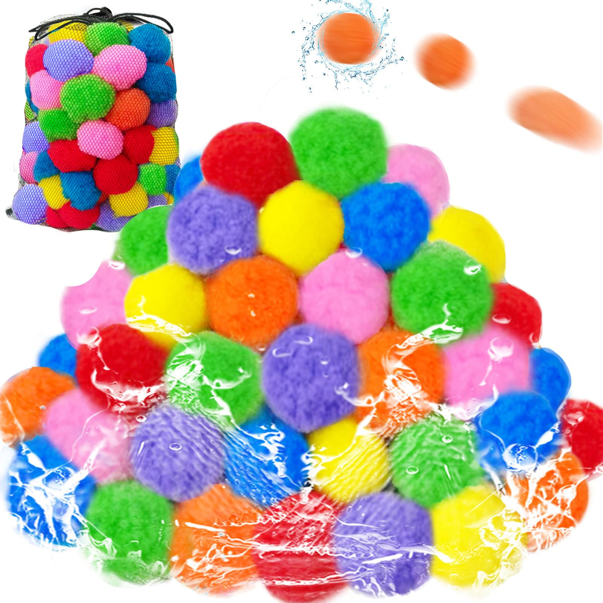 Cshangzei 100PCS Reusable Water Splash Balls – 2.4 Inch Soaker Balls for Outdoor Water Fight, Pool & Backyard Fun