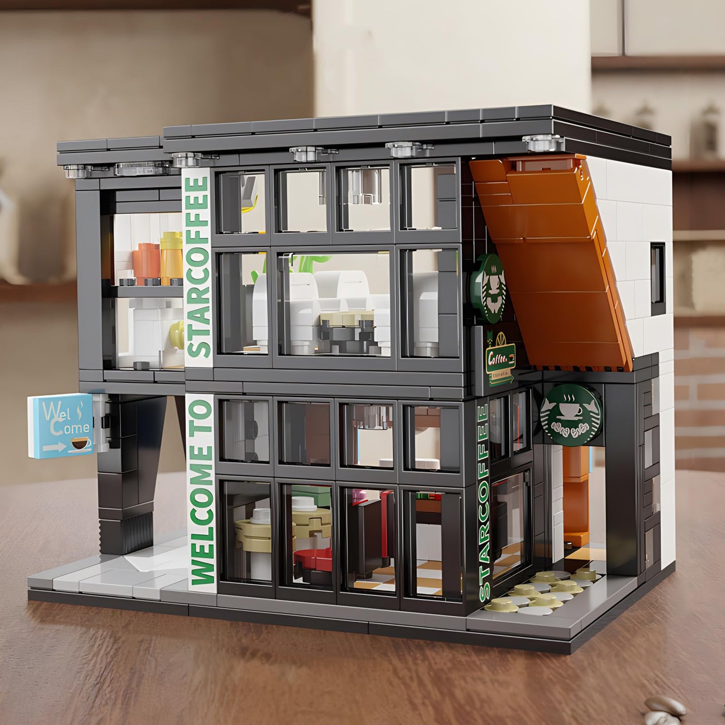 CSNRHG Coffee Shop Building Blocks – City Street View Architecture Toy Set, 581 Pieces