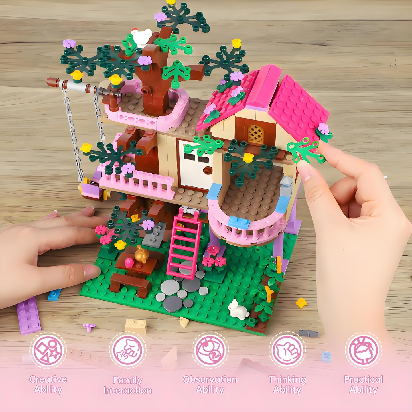 CSNRHG Dream Tree House Friends Building Set – 504 Pieces, Creative Educational Toy