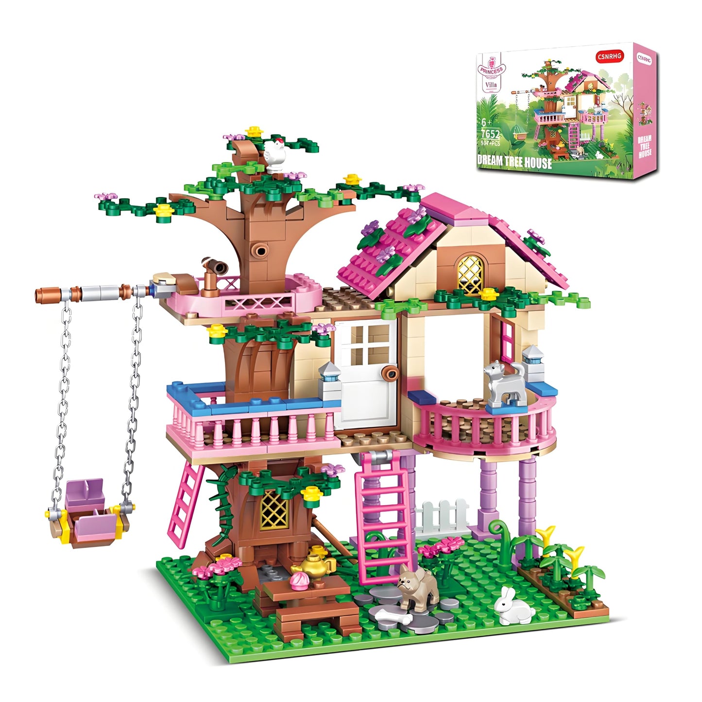 CSNRHG Dream Tree House Friends Building Set – 504 Pieces, Creative Educational Toy