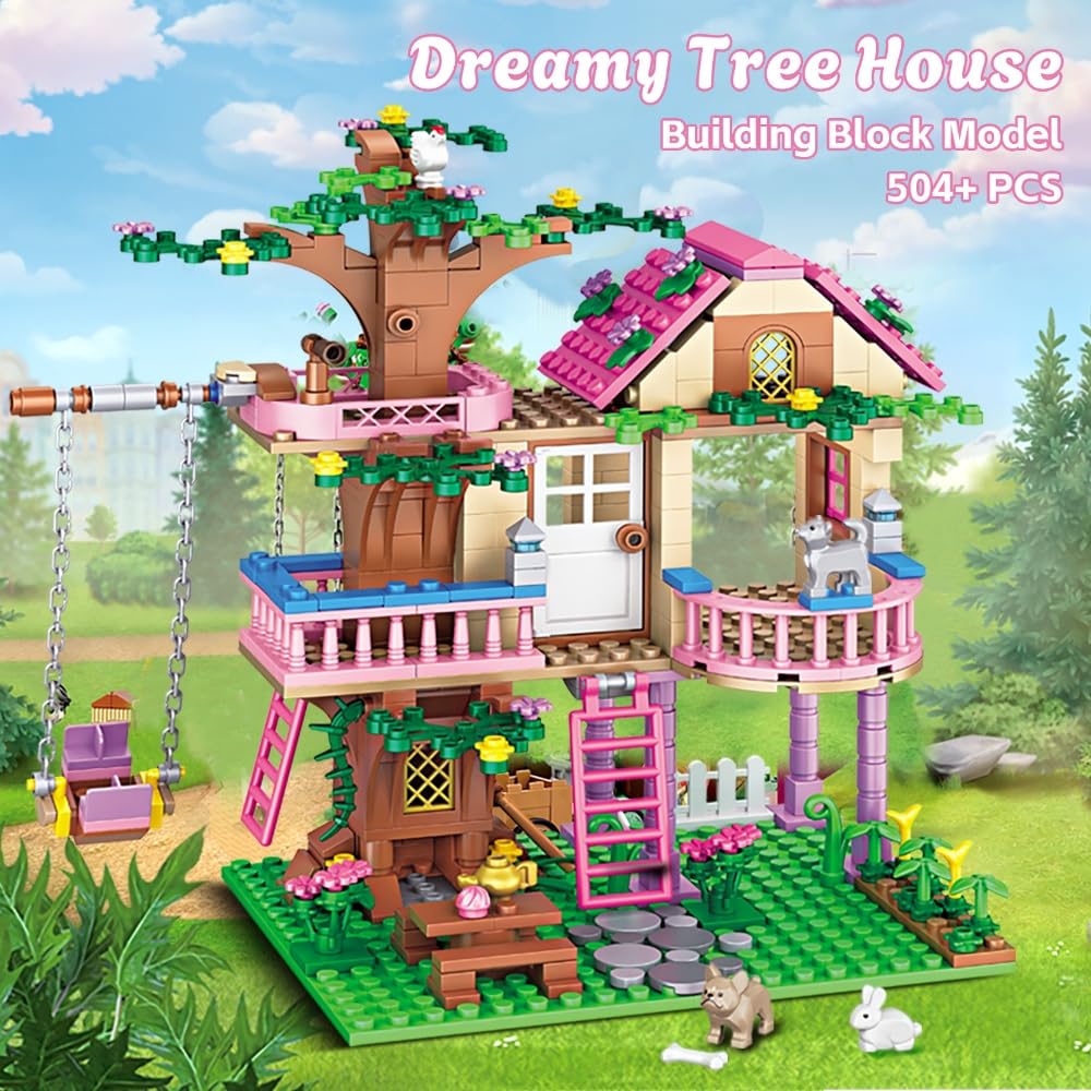 CSNRHG Dream Tree House Friends Building Set – 504 Pieces, Creative Educational Toy