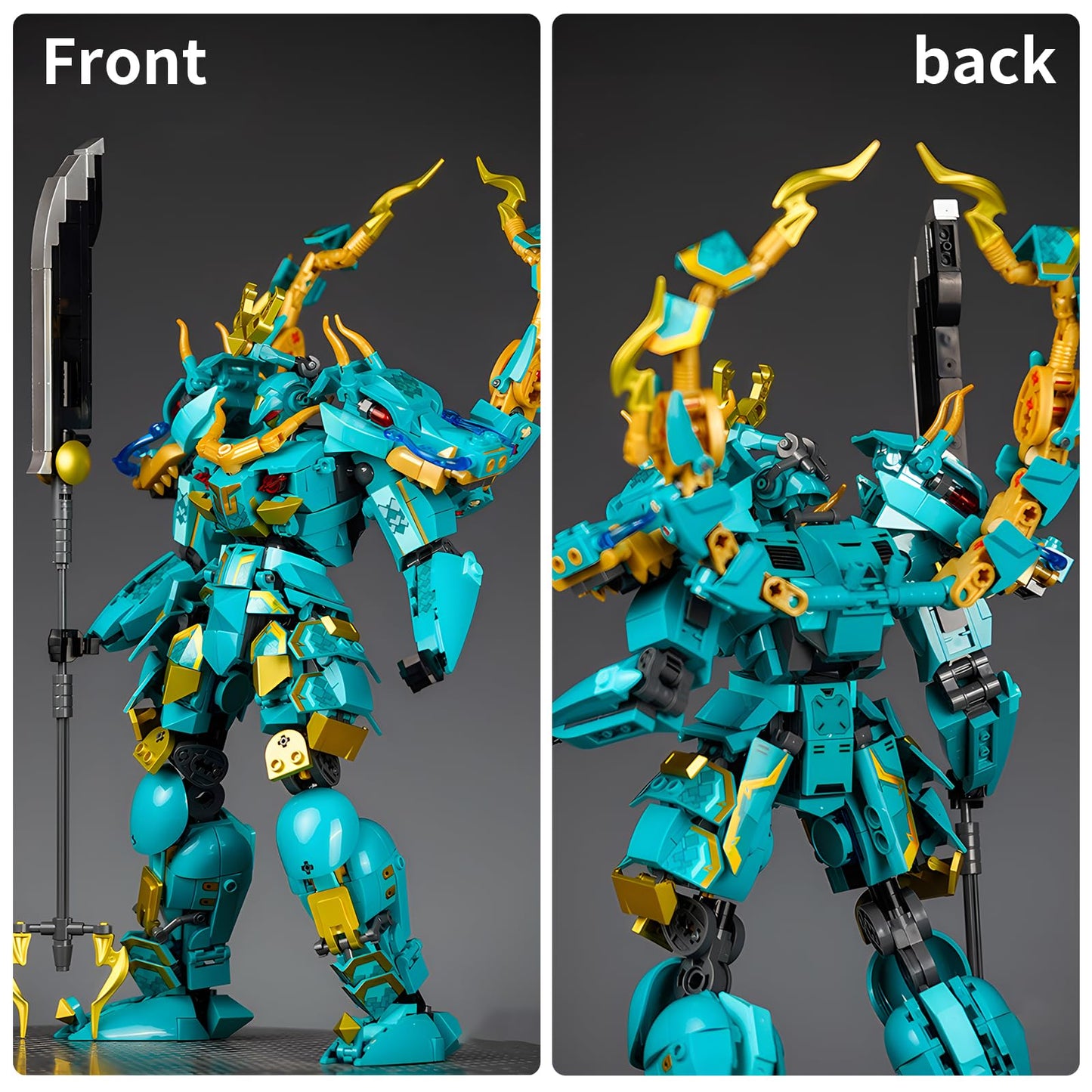 CSNRHG Green Dragon Samurai Mech Building Blocks – 704 Pieces, Age 8+, Premium ABS Toy Set