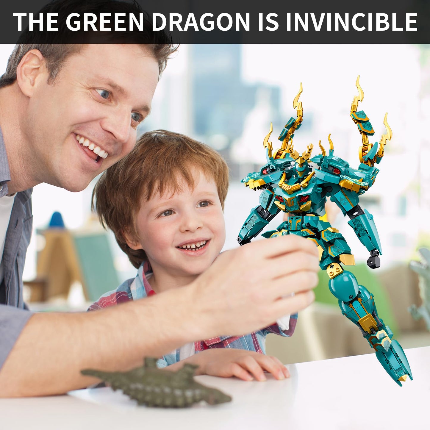 CSNRHG Green Dragon Samurai Mech Building Blocks – 704 Pieces, Age 8+, Premium ABS Toy Set