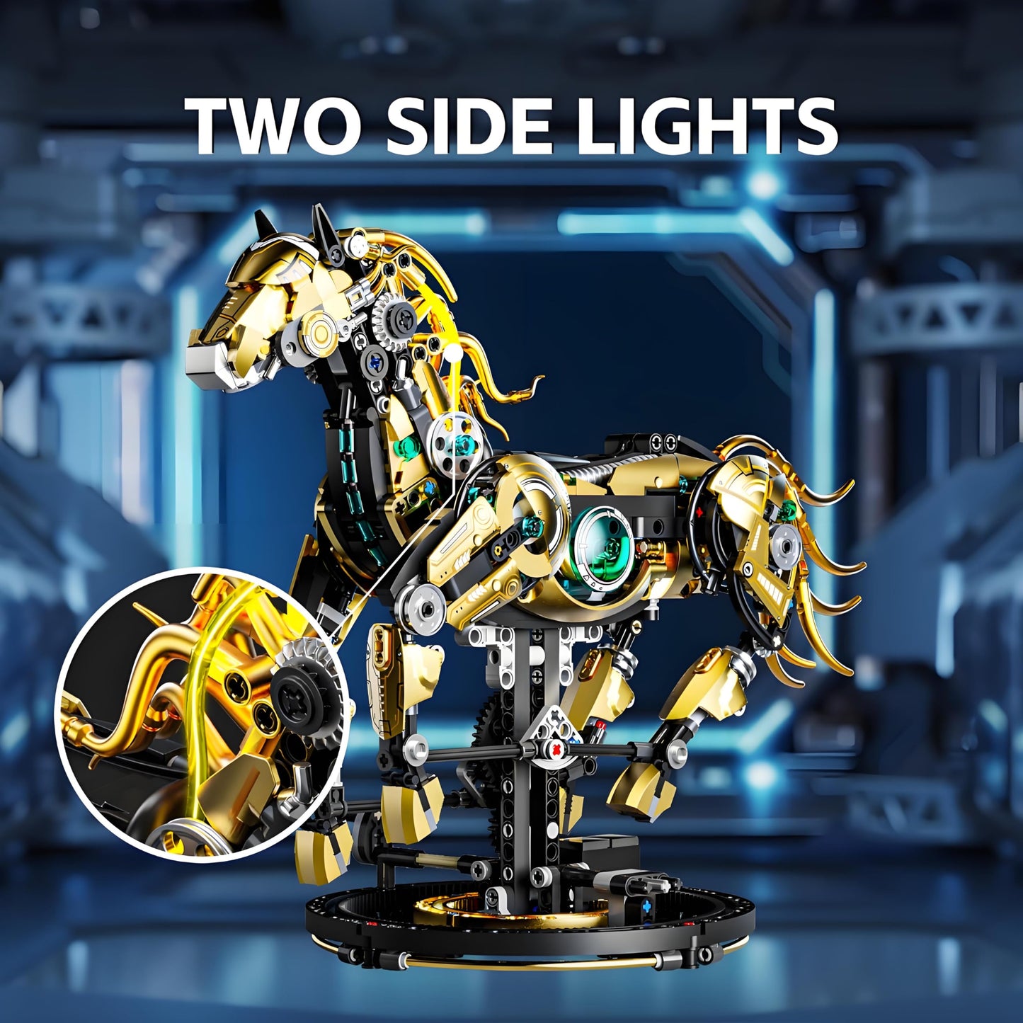 CSNRHG Mechanical Horse Building Block Set – Moveable Legs, Motor Kit, STEM Toy