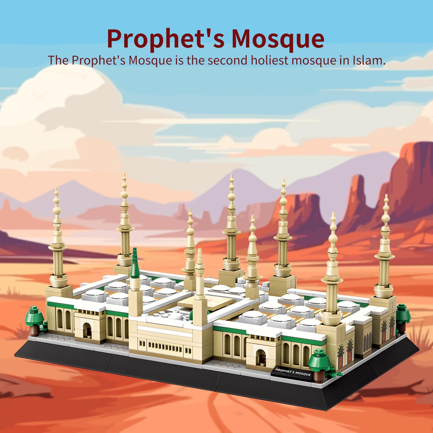 CSNRHG Medina Prophet Mosque Building Block Set – 594 Pieces, Educational Architecture Toy