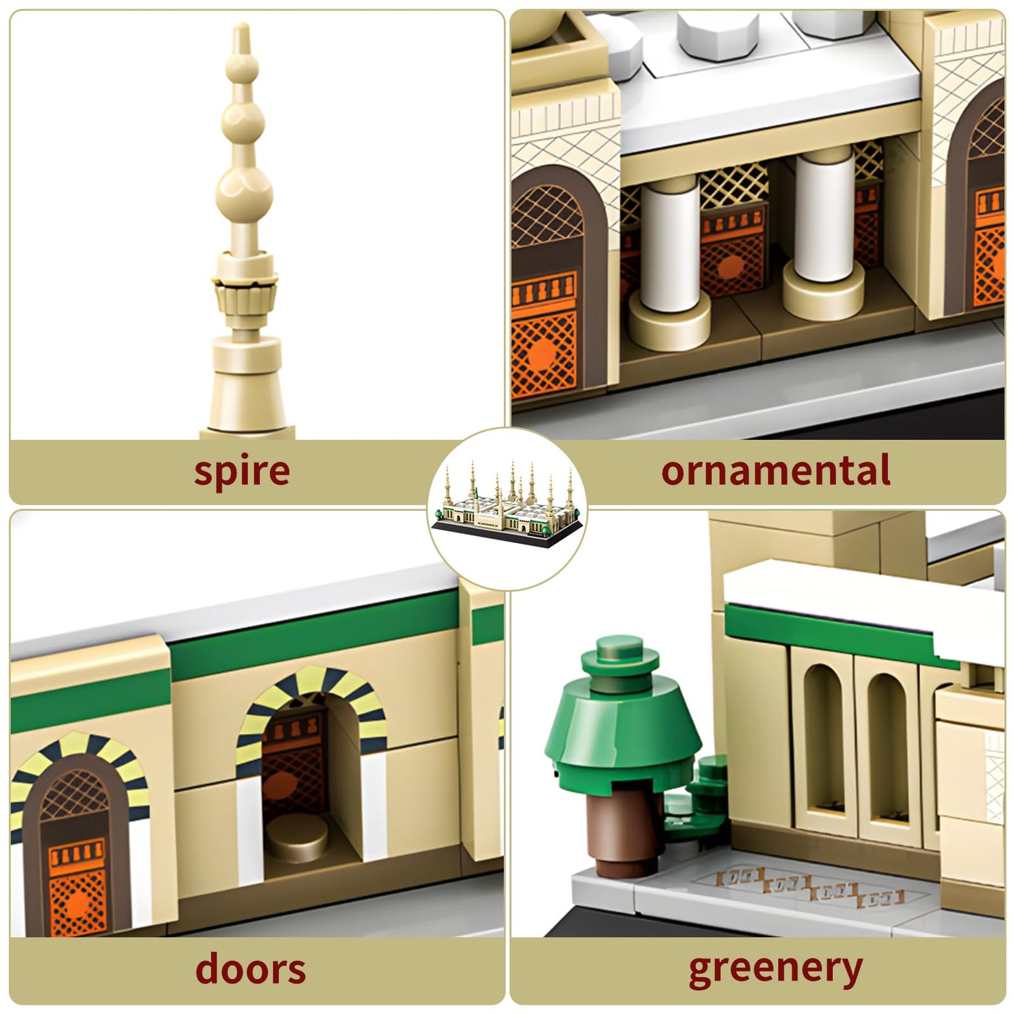 CSNRHG Medina Prophet Mosque Building Block Set – 594 Pieces, Educational Architecture Toy