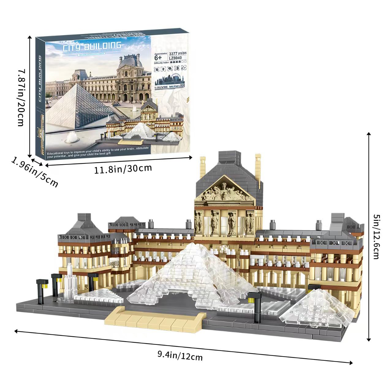 CSNRHG Paris Louvre Museum Model Building Blocks Set — 3377-Piece Educational Toy