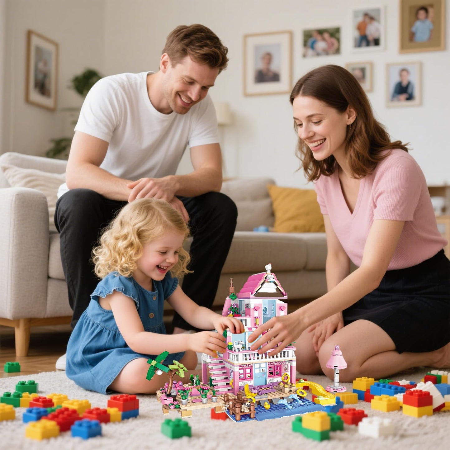 CSNRHG Pink Seaside Beach Villa – 822-Piece Building Set Gift for All Ages