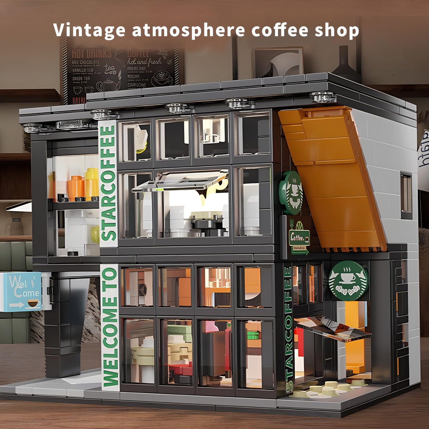 CSNRHG Coffee Shop Building Blocks – City Street View Architecture Toy Set, 581 Pieces