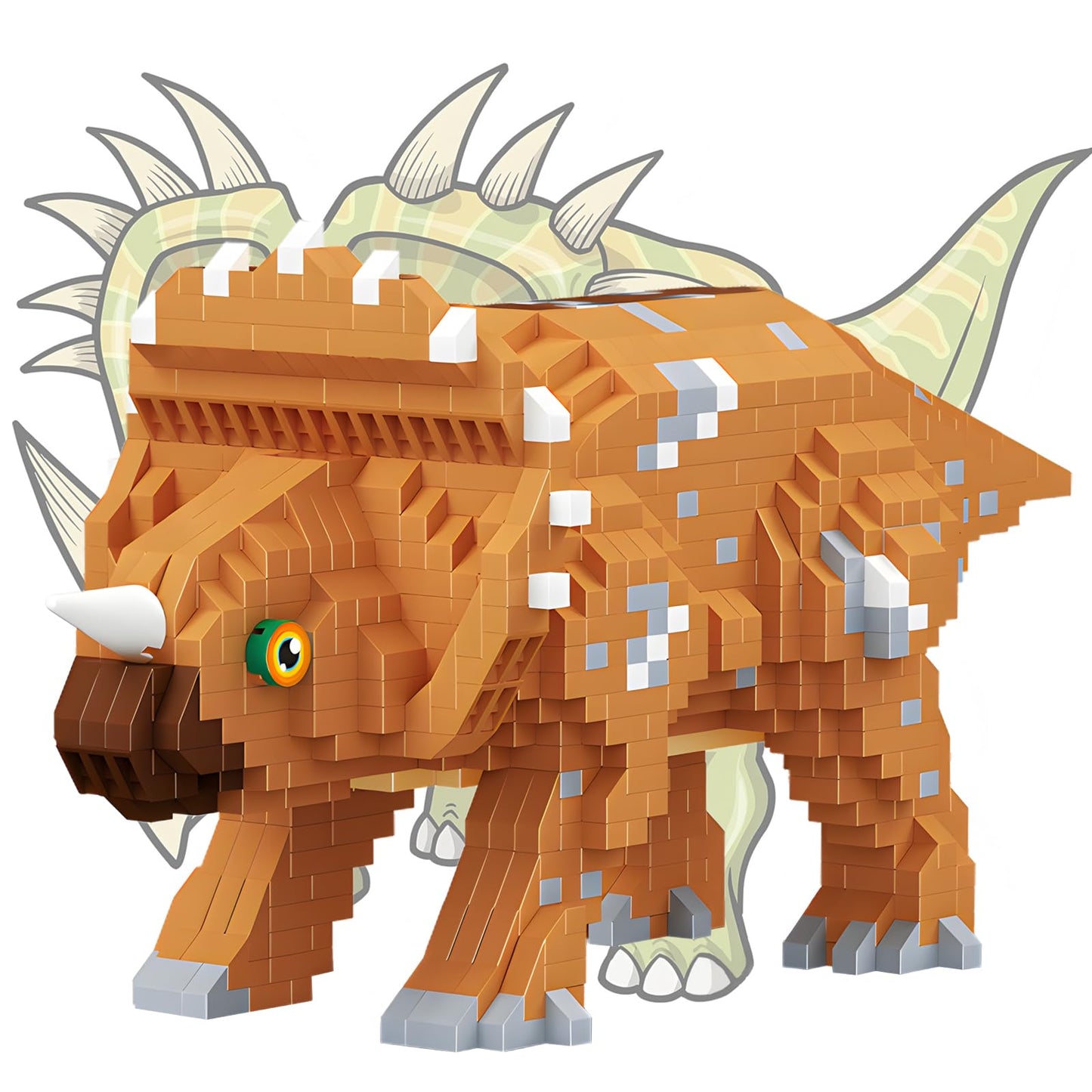 CSNRHG Triceratops Building Blocks – 1145 Pieces | Ages 6+