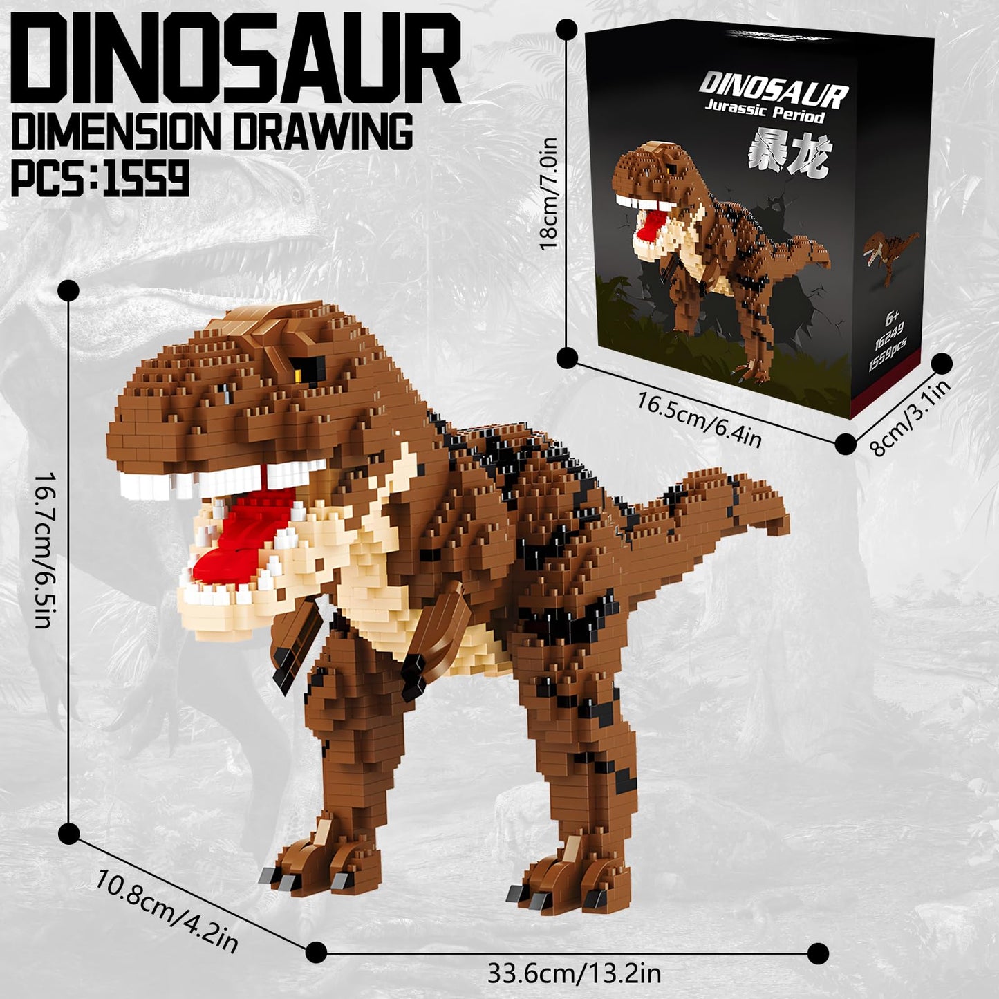 CSNRHG Dinosaur Tyrannosaurus Building Blocks – 1559 Pieces | Ages 6+