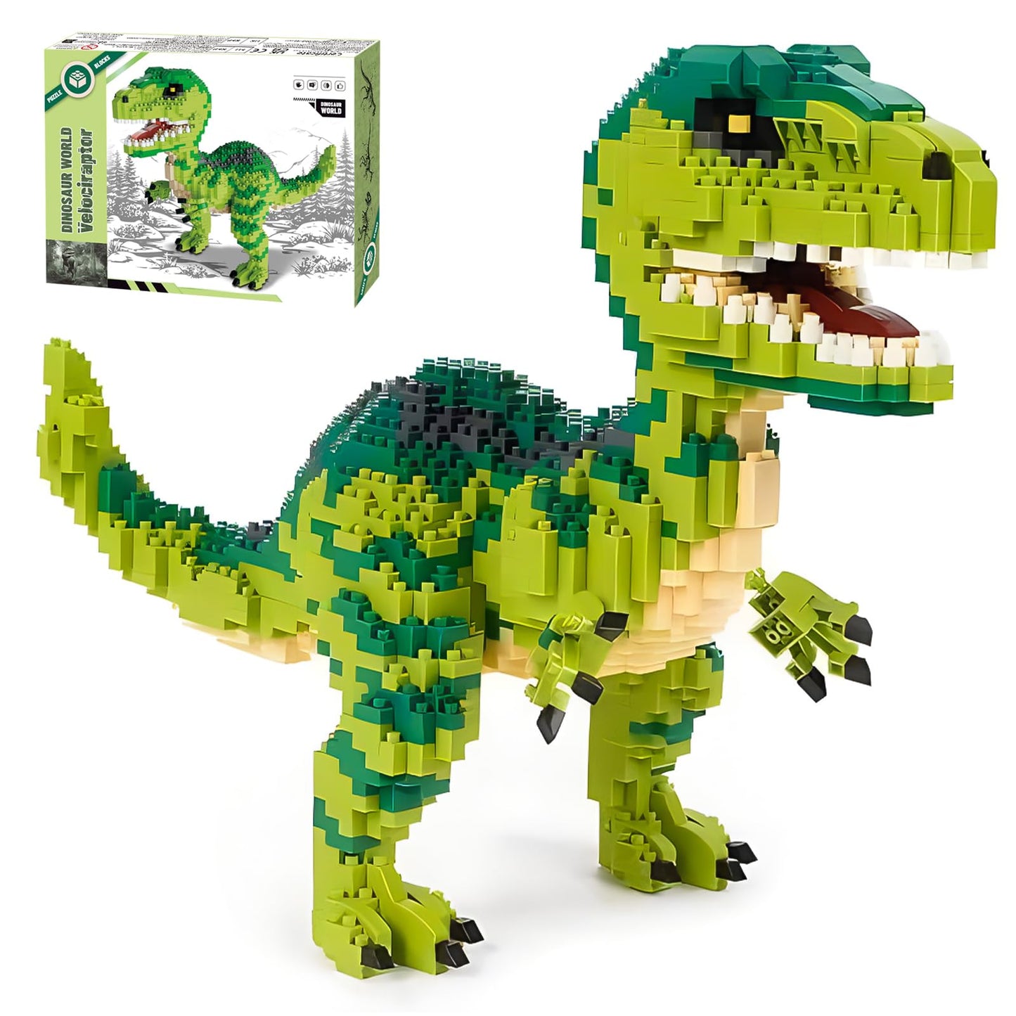 CSNRHG Velociraptor Building Blocks – 1457 Pieces Dino Model Decor for Ages 6+