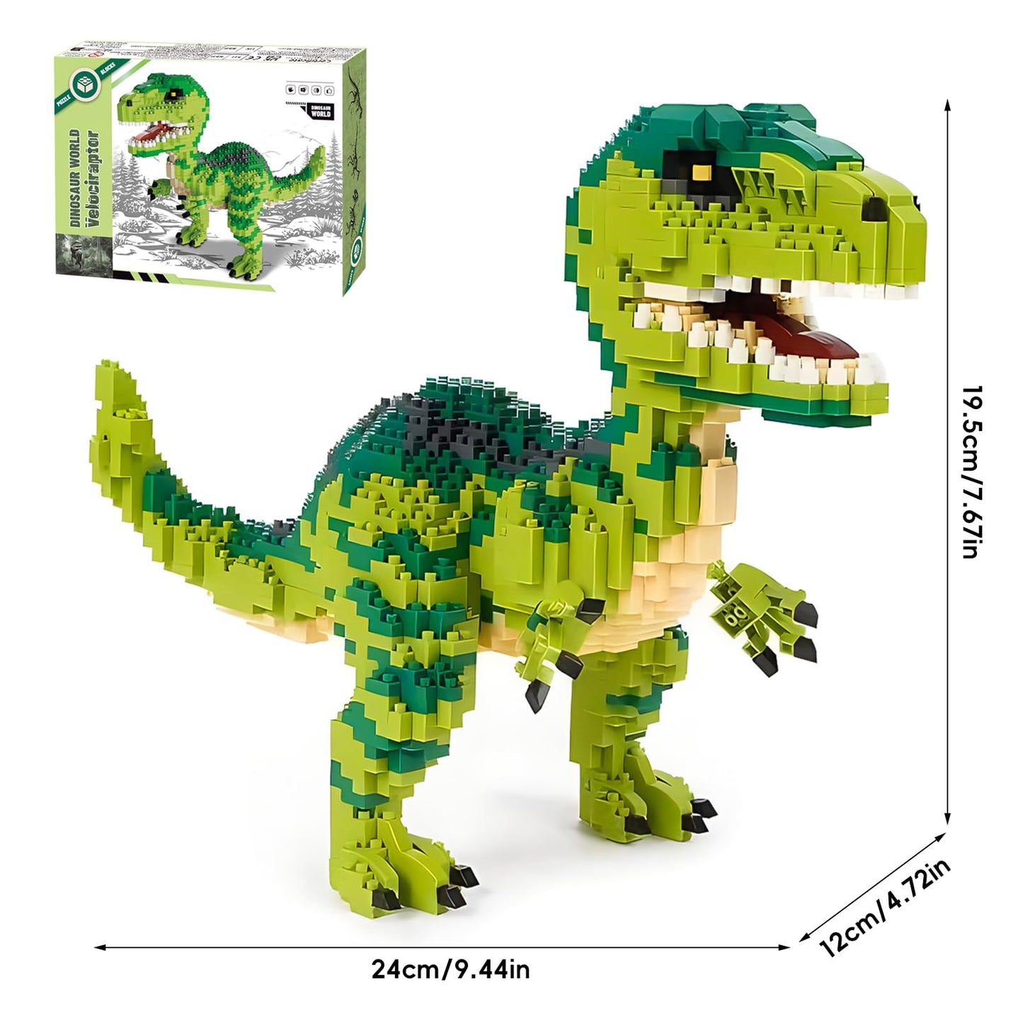 CSNRHG Velociraptor Building Blocks – 1457 Pieces Dino Model Decor for Ages 6+