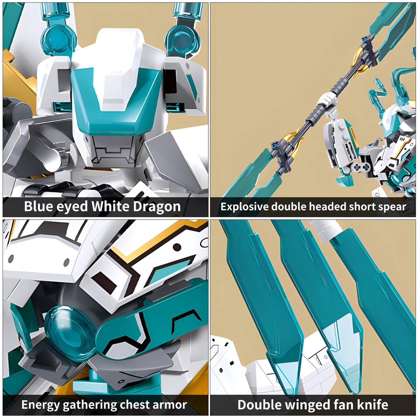 CSNRHG White Horse Dragon Samurai Mech 2-in-1 Building Blocks Set — 731 Pieces