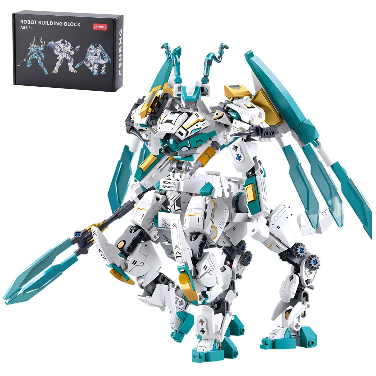 CSNRHG White Horse Dragon Samurai Mech 2-in-1 Building Blocks Set — 731 Pieces