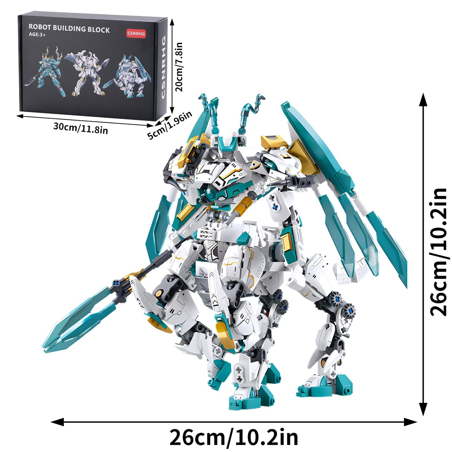 CSNRHG White Horse Dragon Samurai Mech 2-in-1 Building Blocks Set — 731 Pieces