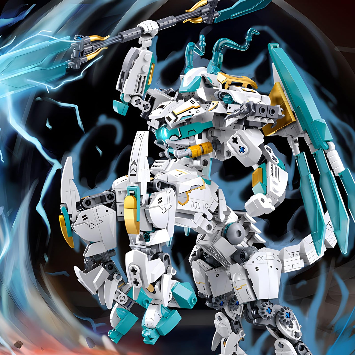 CSNRHG White Horse Dragon Samurai Mech 2-in-1 Building Blocks Set — 731 Pieces
