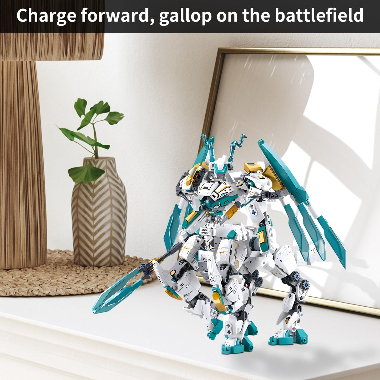 CSNRHG White Horse Dragon Samurai Mech 2-in-1 Building Blocks Set — 731 Pieces